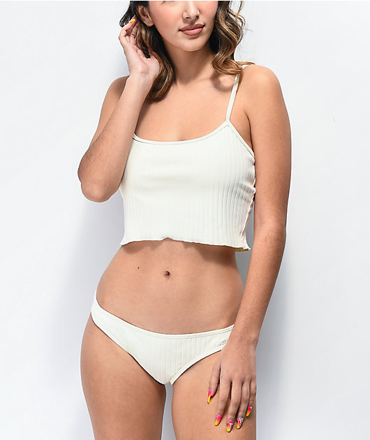 Damsel Megan Super Ribbed White Bikini Top