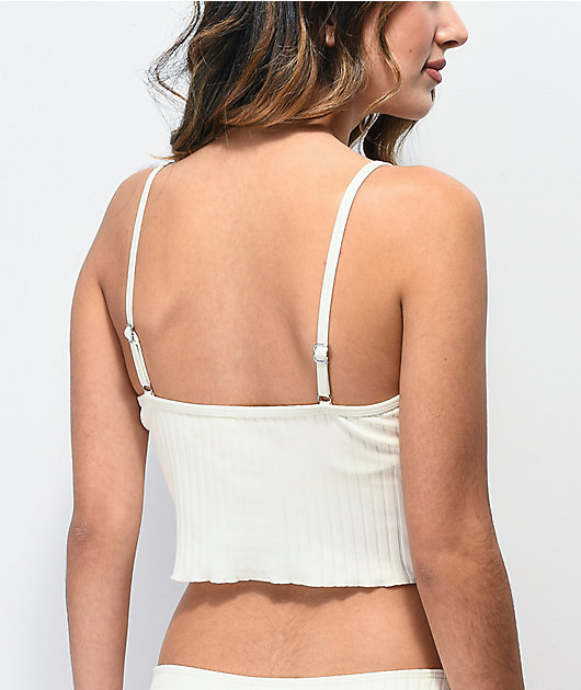 Damsel Megan Super Ribbed White Bikini Top