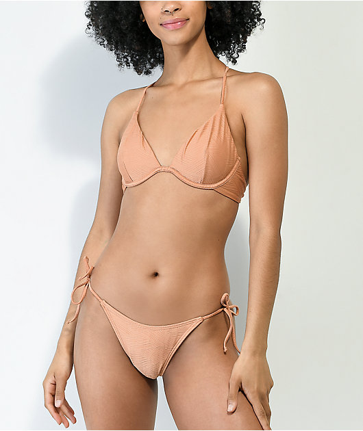 Damsel Nia Crosshatch top de bikini de triángulos nude