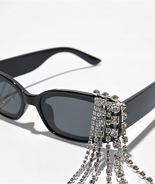 Dangle Diamonds Black Sunglasses
