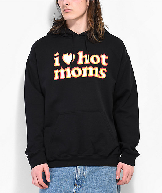 Danny Duncan I Heart Hot Moms Flame Black Hoodie