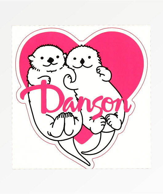 Danson Otter Love Pink & White Sticker