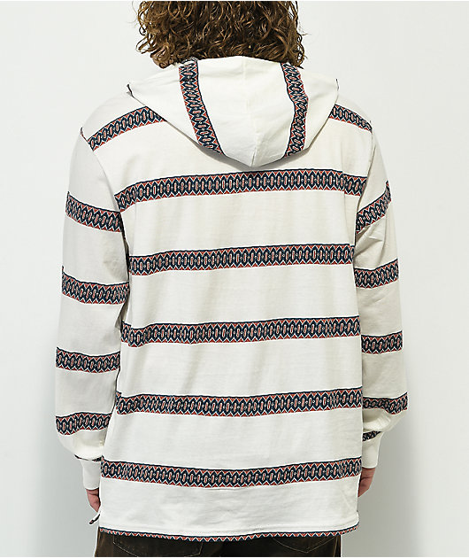 Dark Seas Rubuston Burgundy & White Hooded Long Sleeve