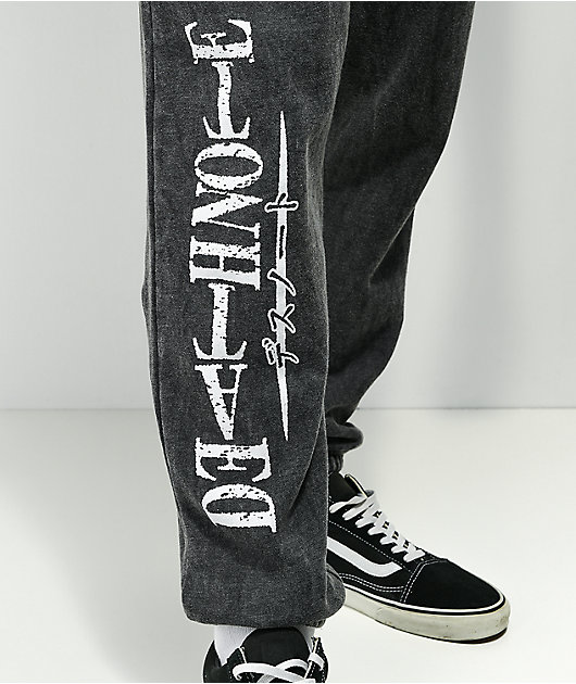 Death Note pantalones deportivos negros deslavados