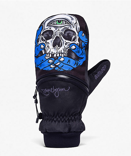 Deathgrip x Jamie Lynn Ghoul Black & Blue Snowboard Mittens | Zumiez