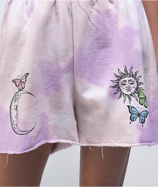 Desert Dreamer Butterfly Purple Tie Dye Sweat Shorts