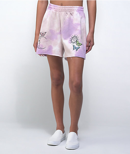 Desert Dreamer Butterfly Purple Tie Dye Sweat Shorts