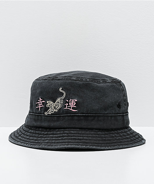 Desert Dreamer Good Luck Tiger Black Bucket Hat