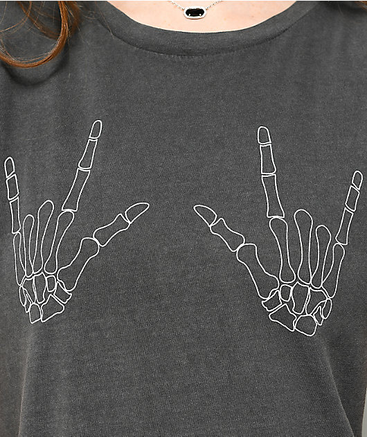 Desert Dreamer Skeleton Hands Washed Black T-Shirt