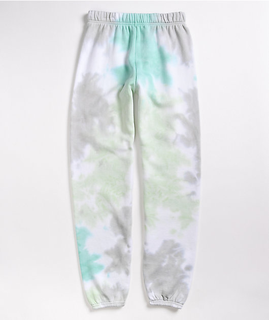 green and white tie dye sweatpants