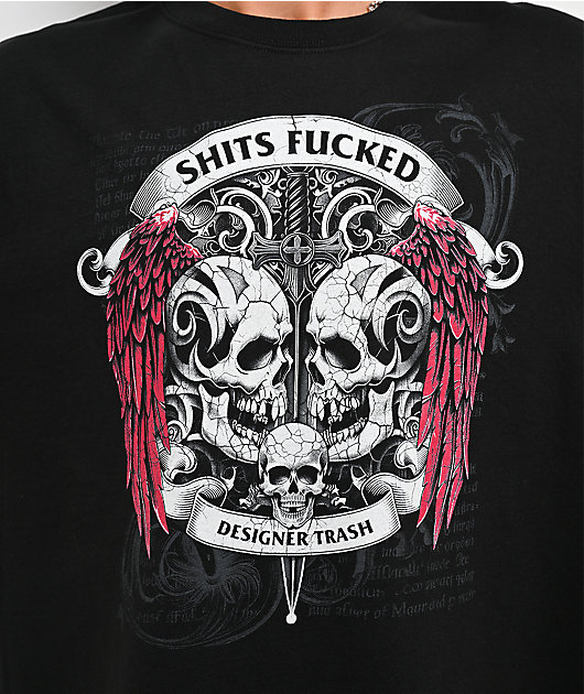 Designer Trash Skull Fucked Black T-Shirt