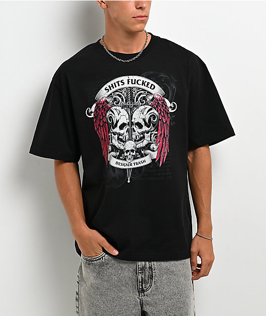 Designer Trash Skull Fucked Black T-Shirt