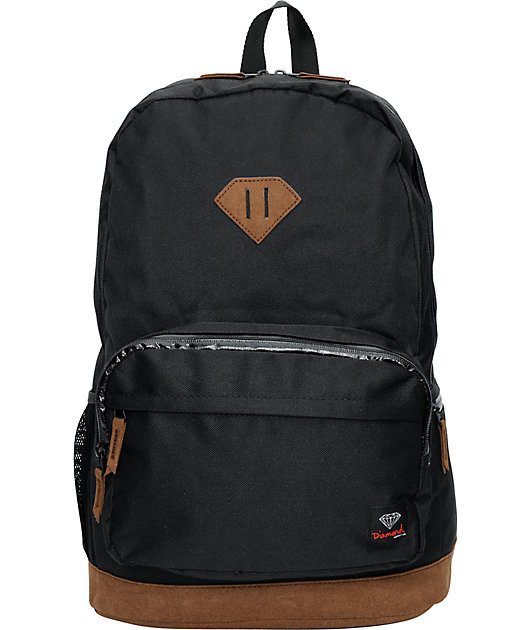 brown and black backpack