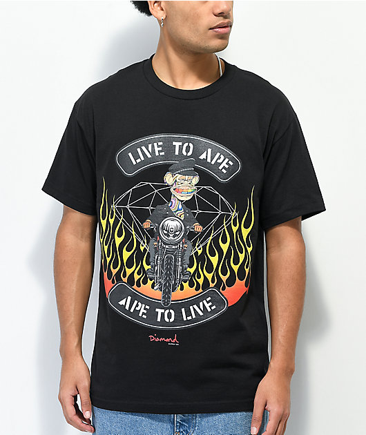 Diamond Supply Co. x Ape Live to Ape camiseta negra