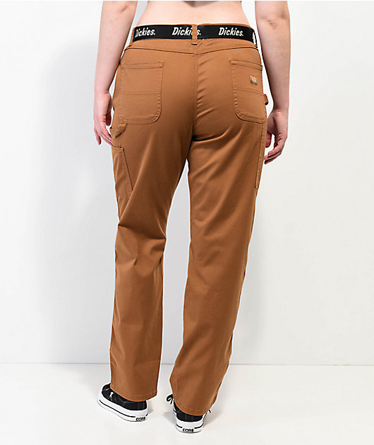 Dickies Women's High Waisted Carpenter Pants - Regular in Brown