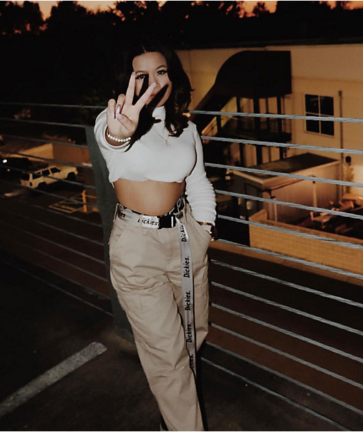 dickies belted utility black cargo pants