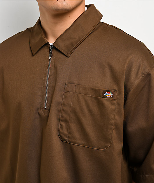 Dickies Cadiz Brown Quarter Zip Work Shirt | Zumiez
