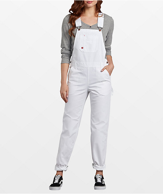 white carpenter overalls