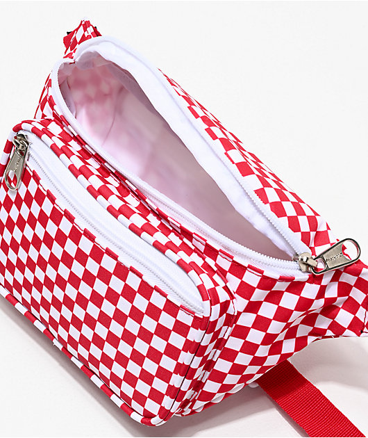 red and white checkered fanny pack