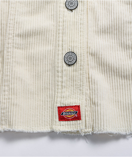 Dickies Corduroy Cream Crop Raw Hem Jacket