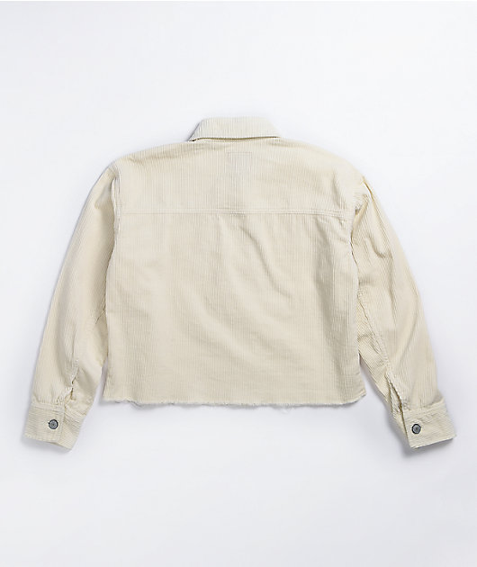 Dickies Corduroy Cream Crop Raw Hem Jacket