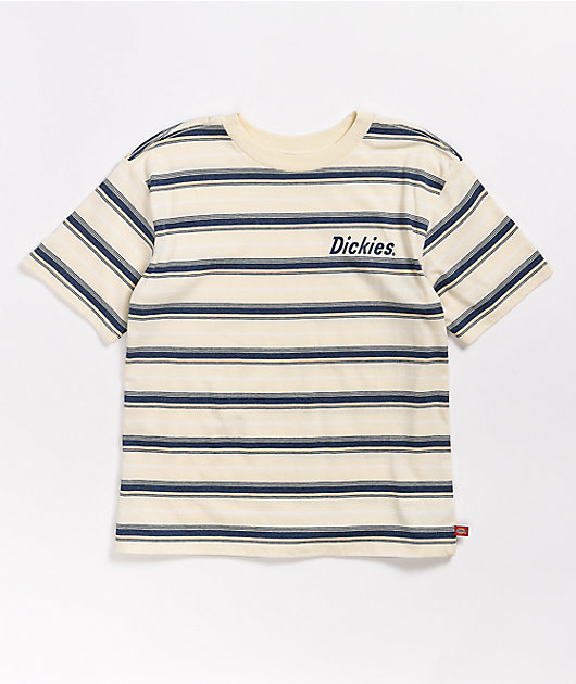 Dickies Cream & Navy Stripe T-Shirt