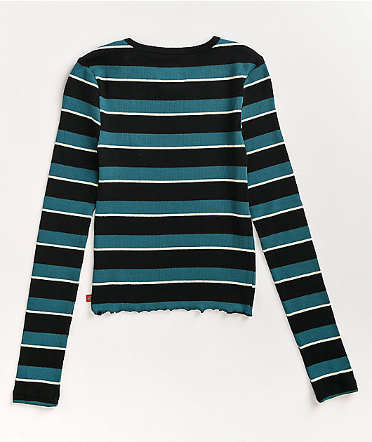 Dickies Deep Sky Stripe Crop Long Sleeve Top