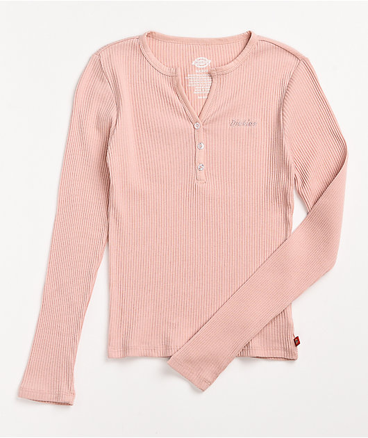 Dickies Dusty Rose Long Sleeve Henley Shirt