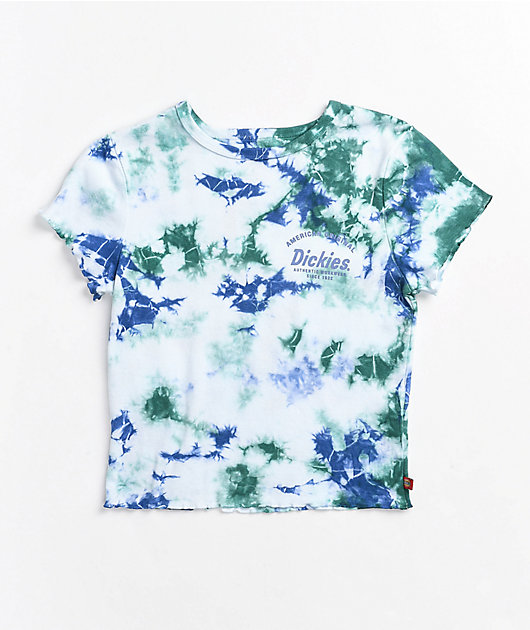 Dickies Green & Blue Tie Dye Crop T-Shirt