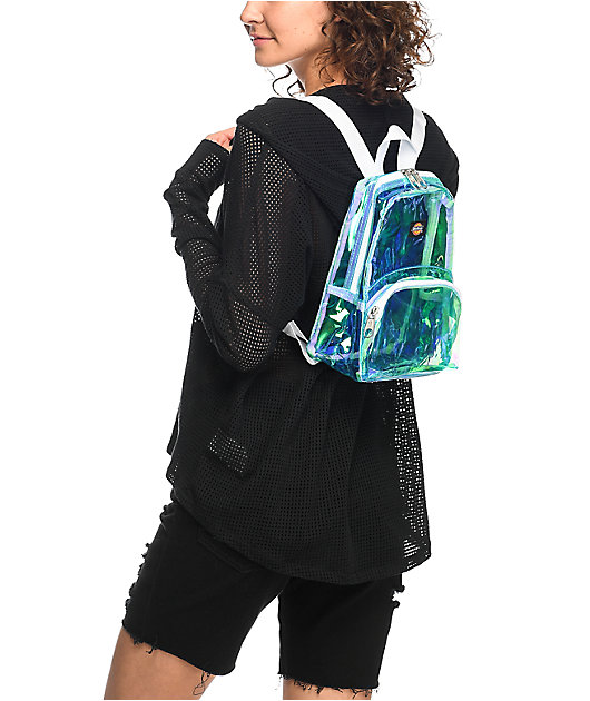 clear iridescent mini backpack