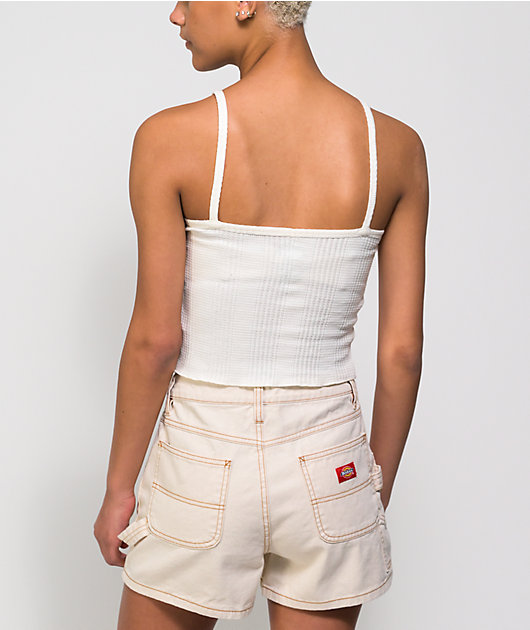 Dickies Lettuce Edge V Neck Natural Cami Tank Top