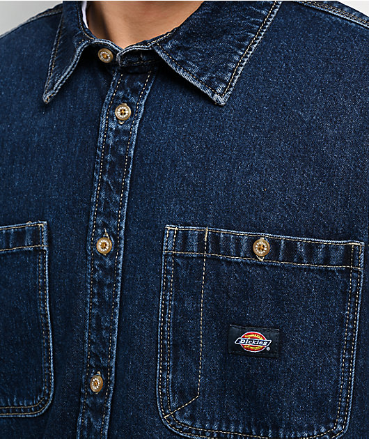 Dickies Mechanic Dark Indigo Long Sleeve Denim Work Shirt