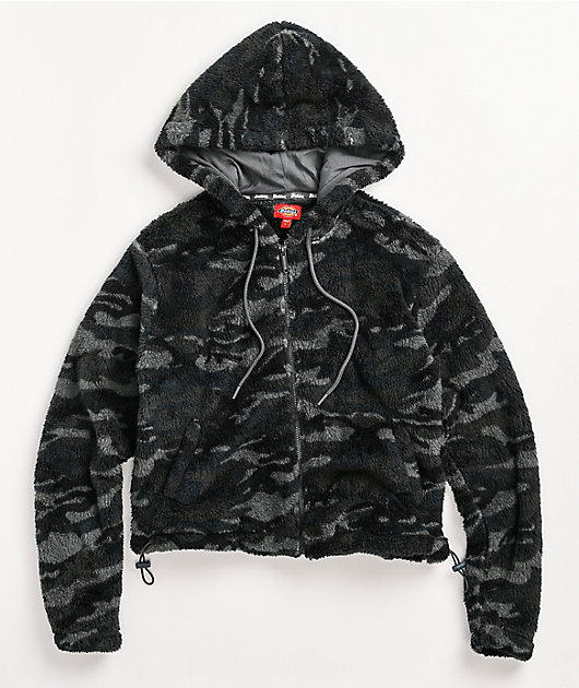 Dickies Midnight Camo Crop Sherpa Tech Fleece Jacket