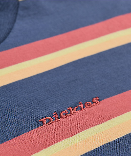 Dickies Navy & Orange Stripe Crop T-Shirt