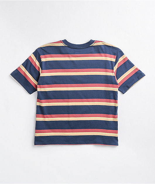 Navy & Orange Stripe Crop T-Shirt | Zumiez