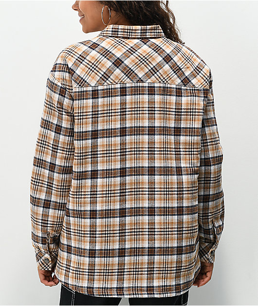 Dickies Oversized Tan Plaid Flannel Jacket