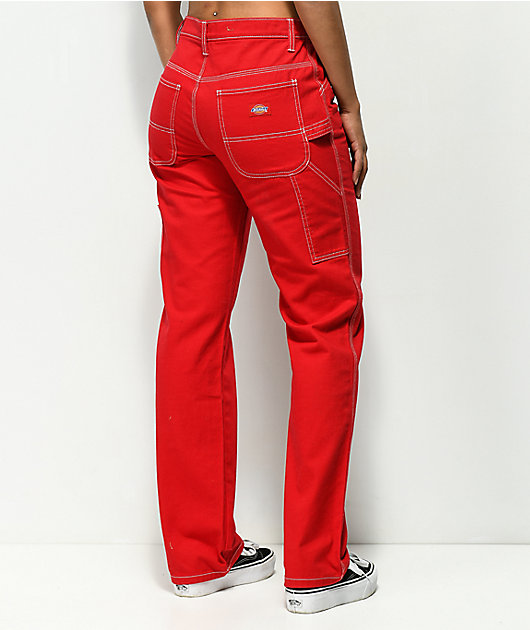 red carpenter pants