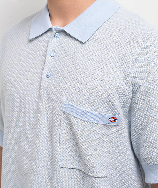 Dickies Rocky Blue & White Knit Polo Shirt
