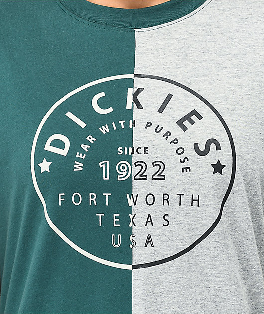 Dickies Split Up Forest Green and Heather Grey Boyfriend T-Shirt