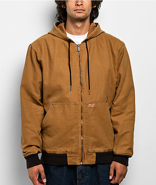 Dickies Stonewashed Duck Hooded Bomber Jacket | Zumiez