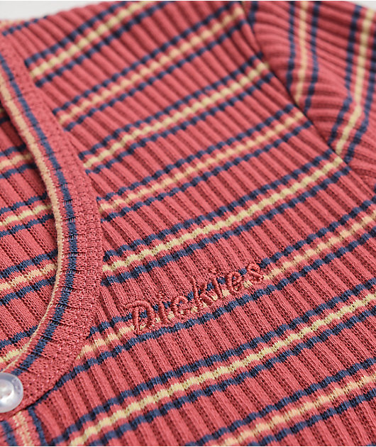 Dickies Terracotta Stripe Button-Up Crop Top
