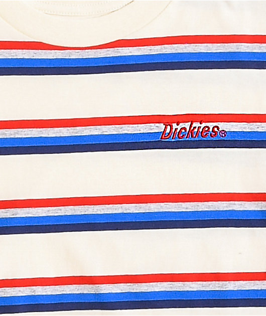 Dickies Tomboy White, Red & Blue Stripe T-Shirt