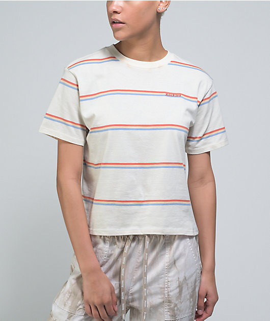 Dickies White, Blue, & Red Stripe Crop T-Shirt