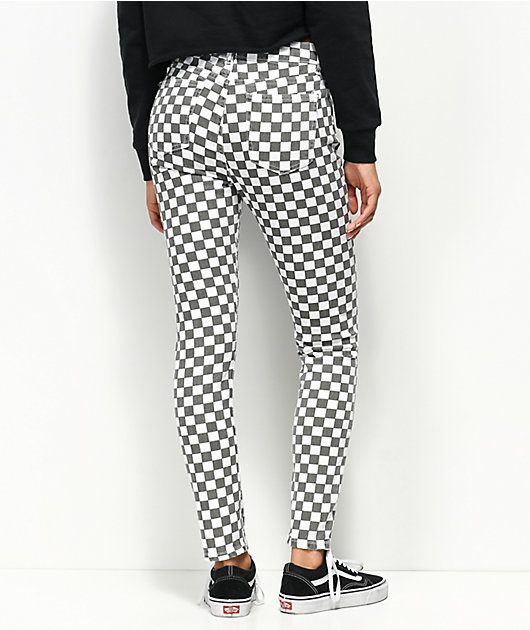 black and white checkered skinny jeans