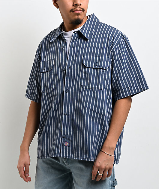 Dickies Worn-In White & Blue Work Shirt