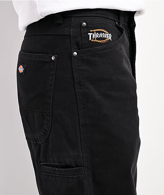 Dickies x Thrasher Double Knee Black Work Pants | Zumiez