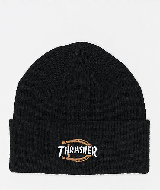 Dickies x Thrasher Horseshoe Black Beanie Zumiez