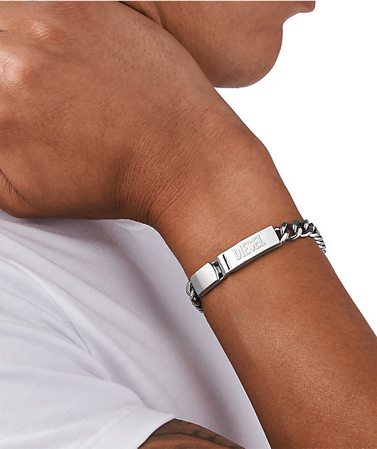 Diesel ID Silver Bracelet | Zumiez