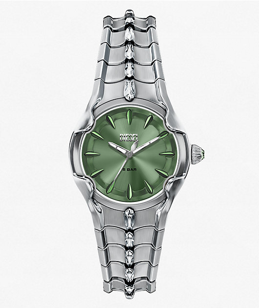Diesel Vert Silver & Green Analog Watch | Zumiez