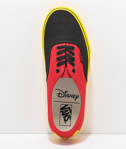 detalles miércoles Otros lugares Disney by Vans Authentic Mickey zapatos skate en rojo y amarillo